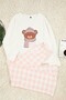 White 100% Cotton Teddy Bear Print Plaid Knitted Pajama Set THMAW25PT00088 - 7