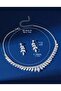 Stylish Crystal Stone Necklace Earrings Bridal Henna Engagement Set - 3