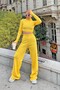 Yellow Half Fisherman Knit Crop Sweater Trousers Knitwear Bottom-Top Set - 6