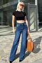 Navy Blue High Waist Stretch Fabric Stone Women's Jean Pants Mg2271 - 5