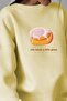 Women's Oversize Sweatshirt Dress Bakery Glazed Donut Printed Yellow – Crew Neck, 3 Thread Fleece - 5