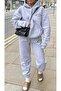 Sport Luxe Printed Oversize Women'S/Men's Unisex Winter 3 Thread Grey-Black Tracksuit Set