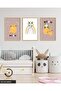 Cute Cat and Rainbow 3 Piece Wooden Framed Painting Act - 3