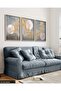Gold Detailed Waves on Gray Background 3 Piece Wooden Framed Painting Act