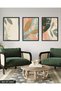 Boho Style Colorful Leaves 3 Piece Black Wooden Framed Painting Act - 3