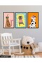 Fun Animals 3 Piece Black Wooden Framed Painting Act - 3