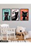 Cute Black Cats 3 Piece Black Wooden Framed Painting Act - 2