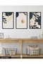 Gold Detailed Moon and Female Silhouette 3 Piece Black Wooden Framed Painting Act - 2