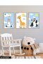Little Cat Panda and Giraffe 3 Piece Wooden Framed Painting Act - 3