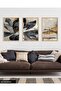 Gold Detailed Black Flower 3 Piece Wooden Framed Painting Act - 2