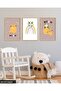 Cute Cat and Rainbow 3 Piece Wooden Framed Painting Act - 2