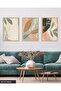 Boho Style Colorful Leaves 3 Piece Wooden Framed Painting Act - 3