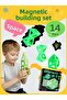 Glow-In-The-Dark Phosphorescent Magnetic Building Blocks - 14 Pieces Magnetic Educational Brain Teaser Set