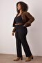 Siyah Yüksek Bel Pis Uç Detaylı Geniş Paça/Wide Leg Comfort/Orta Esnek Jeans TBBSS23CJ00009 - 2