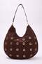 Dark Brown Suede Suede Eyelet Detailed Women's Shoulder Bag Takaw26Oc00029