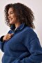 Indigo Piping Detailed Stand Collar Plush Soft Plus Size Sweatshirt Tbbaw26Ao00040 - 2