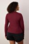 Ekru-Bordo 2'li Paket Crop Kaşkorse Örme Büyük Beden Bluz TBBAW26AF00055 - 4
