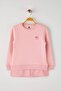 Pink Cotton Heart Printed Thick/Inside Fleece Regular Knitted Girl's Sweatshirt Tkdaw26Sw00023 - 2