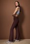 Brown Brushed Soft Fabric Fold-Over Waist Flared Yoga Knitted Sports Leggings THMAW26TY00001 - 2