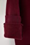 Bordo Pamuklu Fiyonklu Kalın/İçi Polarlı Oversize Örme Kız Çocuk Sweatshirt TKDAW26SW00026 - 4