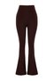Brown Brushed Soft Fabric Fold-Over Waist Flared Yoga Knitted Sports Leggings THMAW26TY00001 - 5
