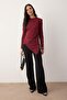 Bordo Fitted Etek Ucu Asimetrik Örme Tunik TCTAW26UK00002