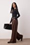 Koyu Kahverengi Kemerli Wideleg/Geniş Paça Pantolon TWOAW26PL00162 - 2