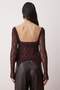 Bordo Kare Yaka Astarsız Dantel Party Bluz TPRAW26BZ00070 - 4
