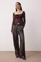 Bordo Kare Yaka Astarsız Dantel Party Bluz TPRAW26BZ00070 - 2