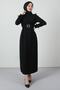 Feather Detail Hijab Dress Black - 3