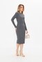 Half Turtleneck Bodycon Long Sleeve Ribbed Camisole Dress Anthracite - 4