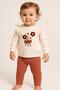 Baby Girl Daisy Bowknot 2-Piece Top and Bottom Set, Embroidered, Ribbed, 2-Strand Yarn, Seasonal, 3-6-9-12 Months - 2