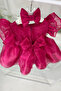 Fuchsia Ruffled Bow Pearl Detail Wedding Dress Evening Dress - 4