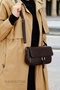 Original Women's Card Holder Dark Brown Crossbody Adjustable Strap Lined Leather Baguette Shoulder Bag - 6