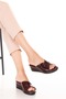 شباشب منزلية من الجلد الطبيعي، موديل 2763، لون أحمر داكن
