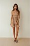 Women's Textured Fabric Skirt Double Layer Drape Detail Strapless Dress - 3