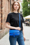 Original Women's Blue Crossbody Adjustable Strap Lined Leather Baguette Daily Shoulder Bag with Card Holder - 3