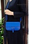 Original Women's Blue Crossbody Adjustable Strap Lined Leather Baguette Daily Shoulder Bag with Card Holder - 4
