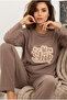 Mink Sleep-Themed Embroidered Fleece Winter Waffle Knitted Fabric Pajama Set