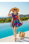 Women's Dress Swimsuit with Shorts -Patterned -Lycra 38-52 - 6