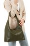 Women's Casual Soft Textured Large Khaki Green Shoulder and Tote Bag - 6