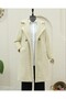 Double button lined side pocket plush coat - light mink - 4