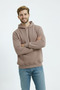 Brown Men's 3 Thread O Oversized Wide Fit Side Pocket K Hooded Sweat Puff Soft Fabric - 5