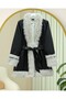 Leather Jacket with Fur Collar and Sleeves, Fur Lined Belt - Black