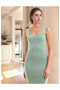 20346238 Knitwear Square Neck Sleeveless Dress Cagla Green