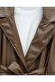 Double Pocket Buttoned Leather Cap with Elastic Handle - Tan - 4