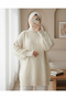 Round Neck Casual Patterned Knitwear Sweater -Ecru - 3