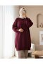 Floral Patterned Stoned Soft Knit Sweater - Burgundy - 3