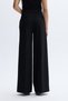 Women's Black Wide Leg Pleated Pants - 4