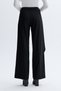 Women's Black Wide Leg Double Breasted Detailed Trousers - 5